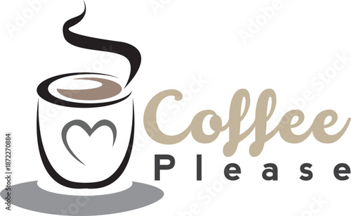 Minimalist tea and coffee logo design for cafe, bistro, and hot beverage branding, vector.