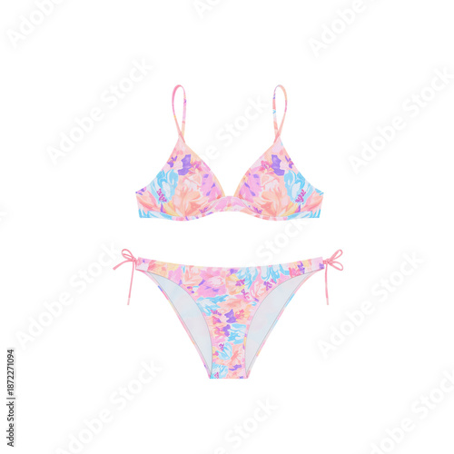 Colorful Swimwear Set on Display in a Bright Setting With a Focus on the Desi...