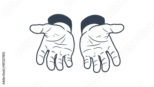 Open empty hands outstretched presenting something or offering help gesture isolated on white background