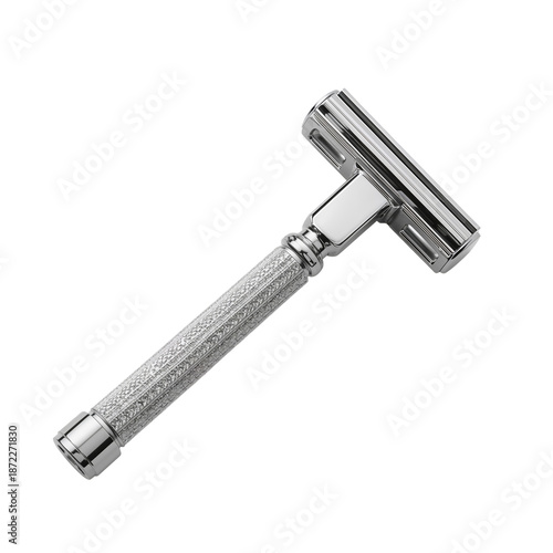 Metal Safety Razor on a Plain White Background for Personal Grooming Tasks