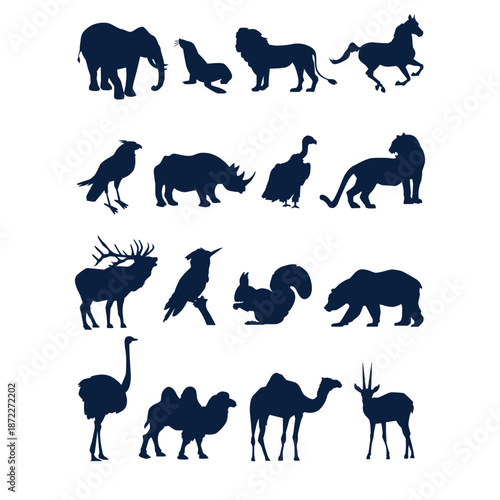 Wildlife and Domesticated Animal Silhouettes Set