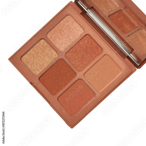 Makeup Palette With Six Warm Shades for Eyes or Cheeks Placed on a Flat Surface