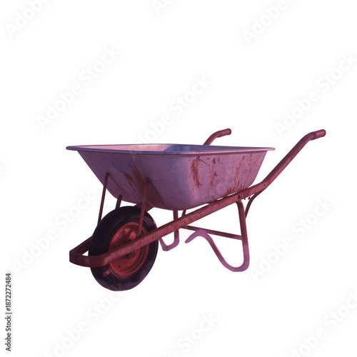 Rusty Wheelbarrow Used for Gardening at a Construction Site During the Day