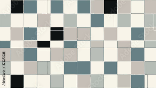 Subtle geometric tile pattern background with muted pastel and dark gray square shapes