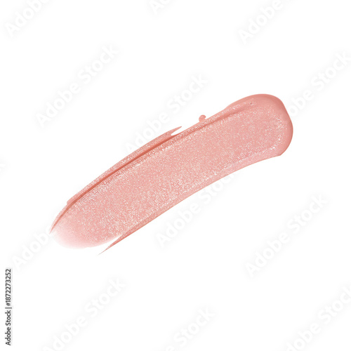 Close up View of a Pink Lip Gloss Swatch on a White Background for Makeup Dem...
