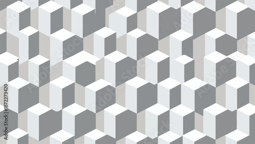 Abstract geometric 3d cubes background pattern seamless gray and white shapes modern wallpaper design light shade