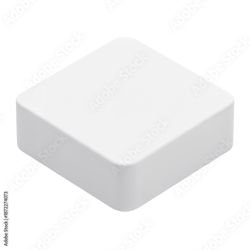White Cube Resting on a Flat Surface Showcasing Simple Geometric Form and Cle...