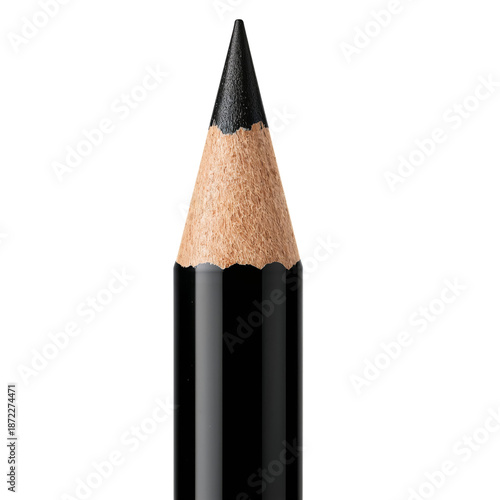 Black Pencil on a White Background With a Sharp Tip for Drawing or Writing Tasks