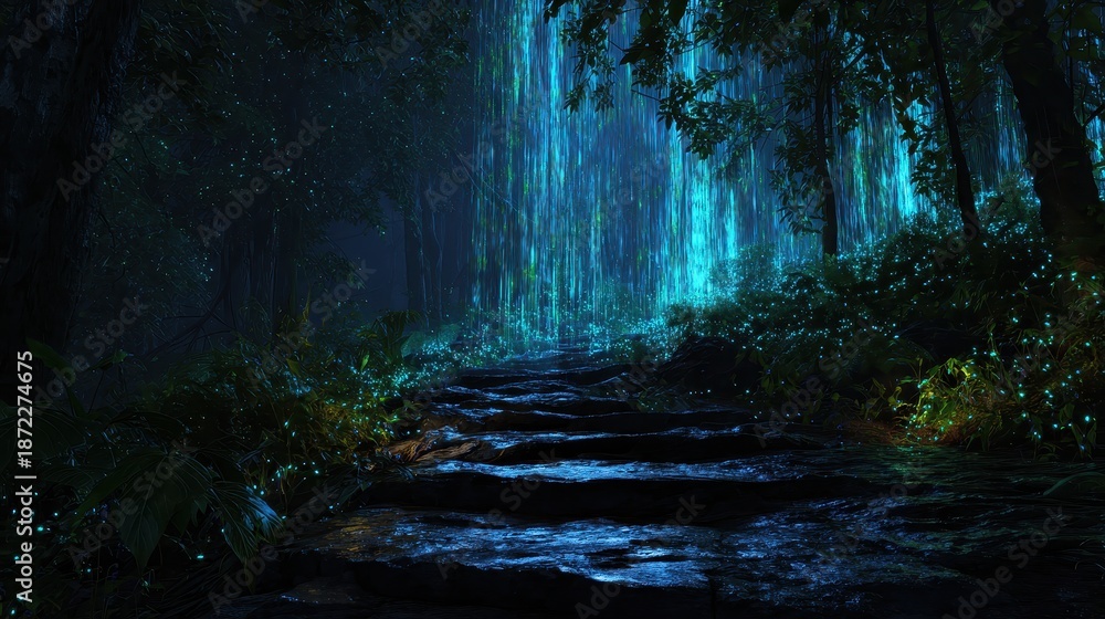 Fototapeta premium A forest with a stream of water