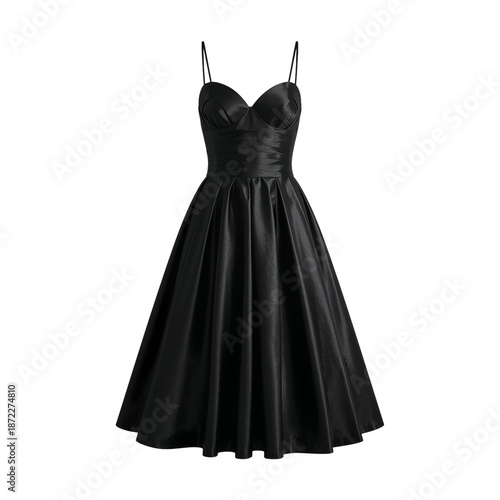 Elegant Black Dress Hanging on Display in a Bright Retail Store During Aftern...