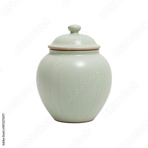 Ceramic Container With Lid Placed on a Neutral Surface, Showcasing Craftsmans...