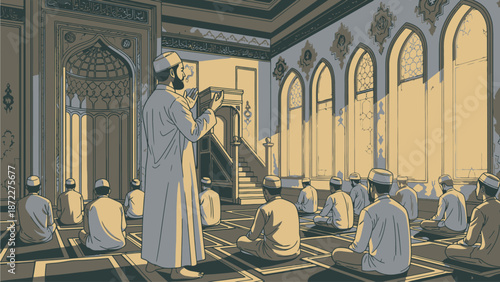 Imam Leading Prayer in Mosque
