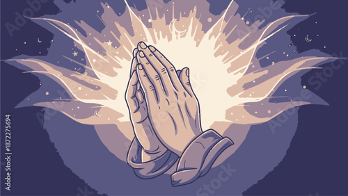Praying Hands with Divine Light