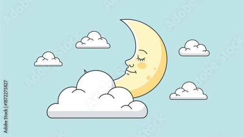 Smiling Moon Resting on Clouds