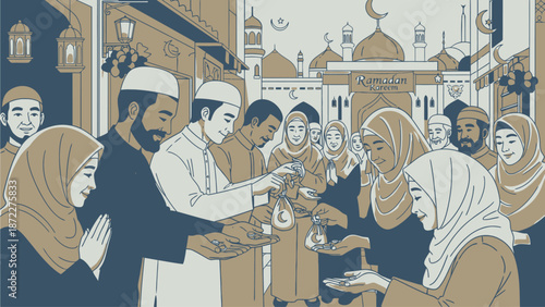 Community Gathering during Ramadan in a Mosque