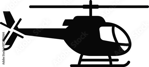 Helicopter icon, rotary wing aircraft flight vector illustration