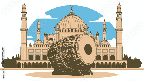 Taj Mahal with a Traditional Indian Drum