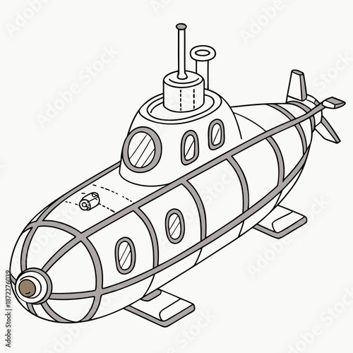 Futuristic Advanced Deep Sea Submarine with Dual Robotic Arms, High-Tech Underwater Exploration Vehicle Vector Graphic for Marine Science and Research