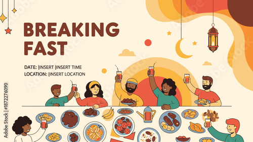 Diverse Group Breaking Fast Together