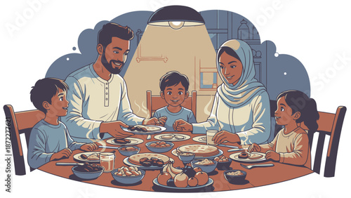 Family Sharing a Meal Together