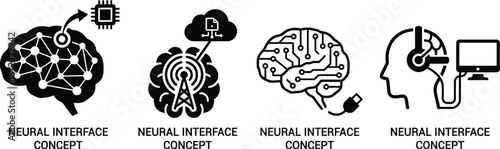 Neural link brain-computer interface concept vector