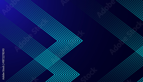 Abstract Neon Line Art Background with Modern Circular Wave Design. Futuristic Teal Glow Line Pattern on Dark Minimal Background.