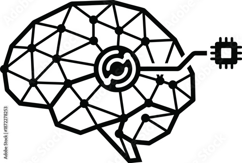 Neural link brain-computer interface concept vector