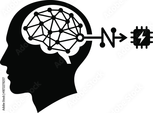 Neural link brain-computer interface concept vector