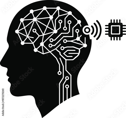Neural link brain-computer interface concept vector