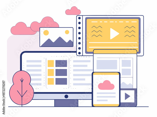 Multimedia content on various devices with cloud storage