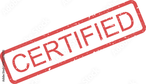 Red rubber stamp with the word CERTIFIED inside a rectangular frame, confirming official validation