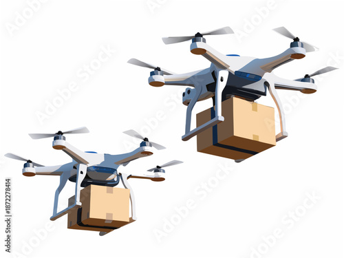 Drones efficiently delivering packages with cardboard boxes