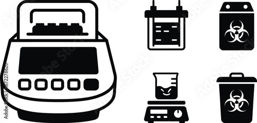 Biotechnology laboratory equipment flat icon vector set collection