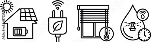 Smart home automation icons for eco friendly technology vector