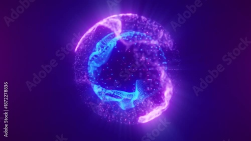 Wallpaper Mural Futuristic glowing purple-blue energy ring with particles and bright flares Torontodigital.ca