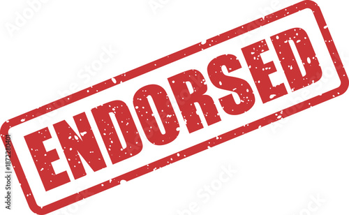 Red grunge effect rubber stamp with the word ENDORSED for official approval or support
