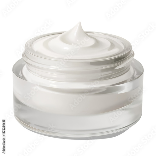 Skincare Cream in Glass Jar With Lid on a Plain Surface