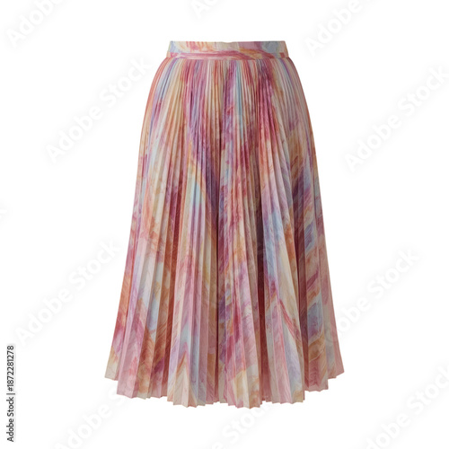 Colorful Pleated Skirt Displayed on a Plain Background in Bright Lighting