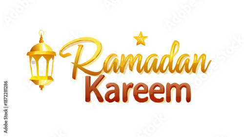 Ramadan kareem decoration with golden islamic lamp ornment or ramazan lamp 3d golden with star design .vector icon