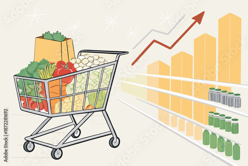 Inflation Basket Goods Market Aisle