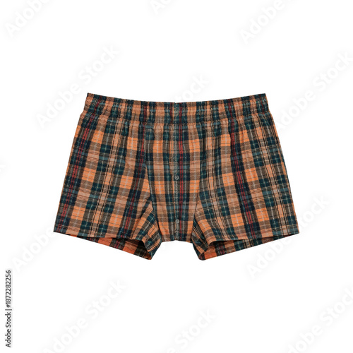 Classic Plaid Boxers Displayed on White Background for Casual Clothing Collec...