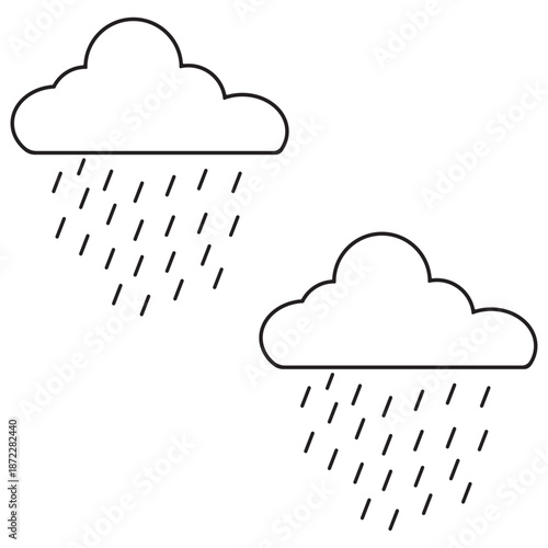 Rain icon set. Cloud rain icon. Moderate rain, heavy rain, snow icons. Thunderstorm icon vector illustration