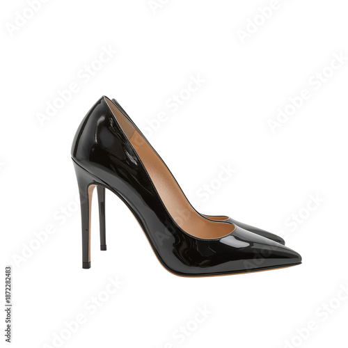 High Heels in Black Color Placed on a Plain Background for Display or Sale