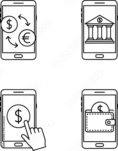 Mobile banking and financial transactions Vector