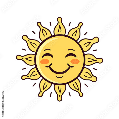 Sun Outline Vector on White Background