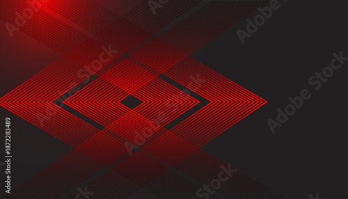Red Geometric Line Art Abstract Background Design. Modern Red Diagonal Line Pattern Background. Abstract Red Linear Geometry Tech Background.