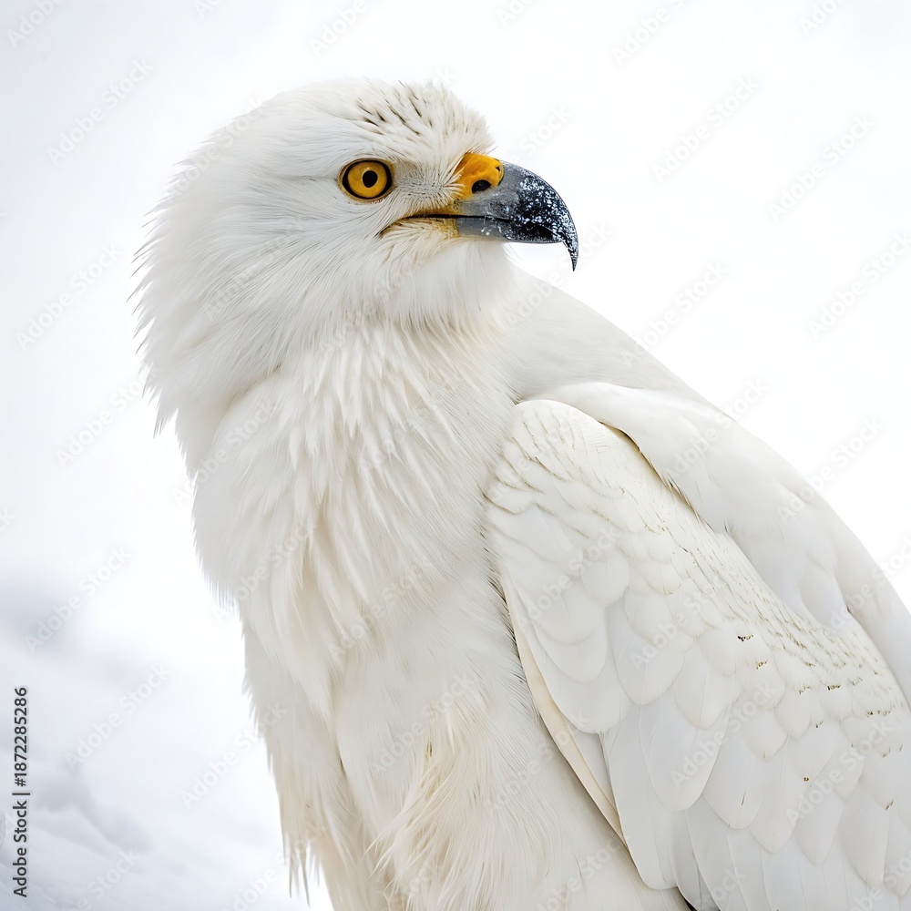Obraz premium A powerful white tailed eagle and vulture portrait captures the majestic bird of prey in a close up wildlife shot featuring its sharp beak, intense eye, and brown feathers as a wild raptor predator