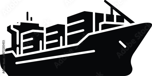 Cargo ship vector icon for maritime shipping and logistics