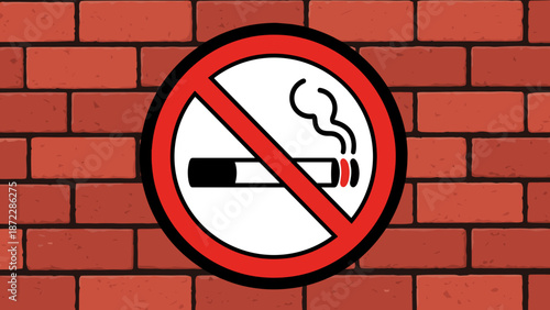 No smoking sign on a brick wall background  