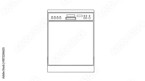 Modern kitchen dishwasher icon isolated on white background.